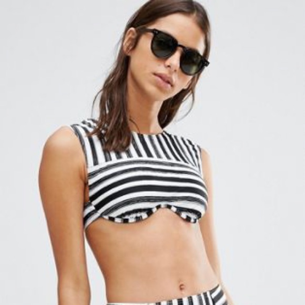 NWT Evil Twin Underwire Stripe Bikini Top